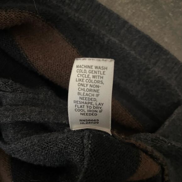 Hinge | Nordstrom Poncho Sweater Oversized V-Neck Boho Top Charcoal Brown XS / S - Picture 16 of 16